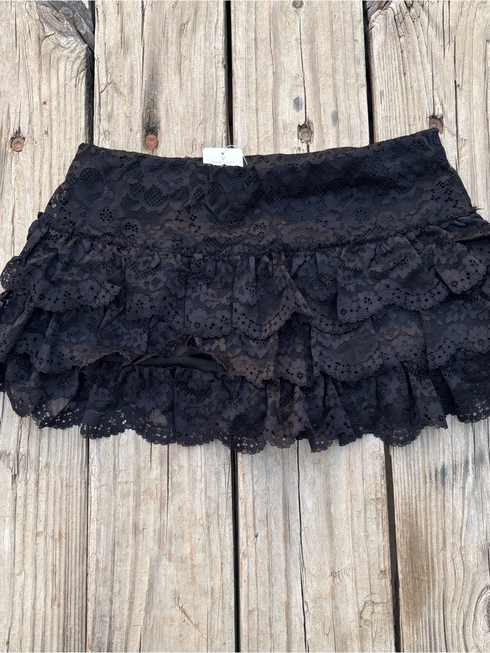 Windsor Black Lace Ruffle Skort